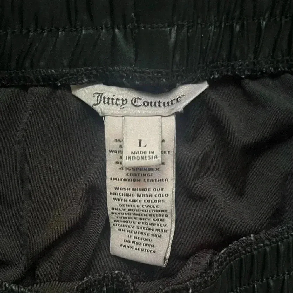 Juicy Couture Y2K Black Velour Joggers with Pockets Elastic Waistband Size L - Image 3