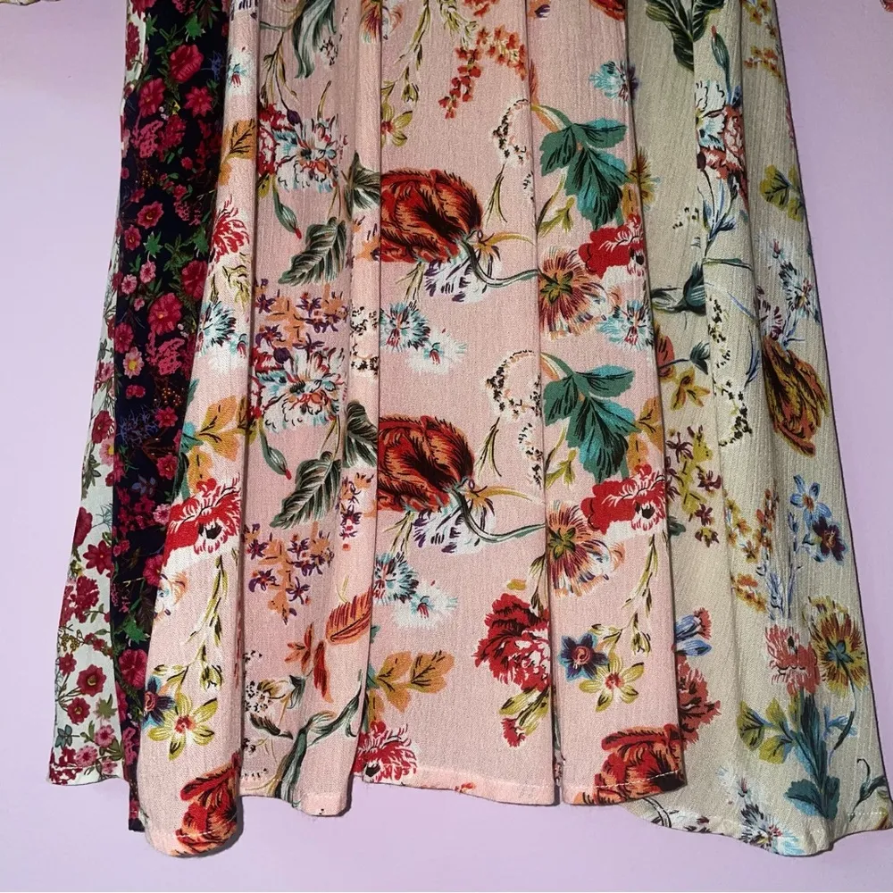 NEW Umgee M Dress Boho Floral Patchwork Flowy A Line V Neck Puff Sleeve - Image 7