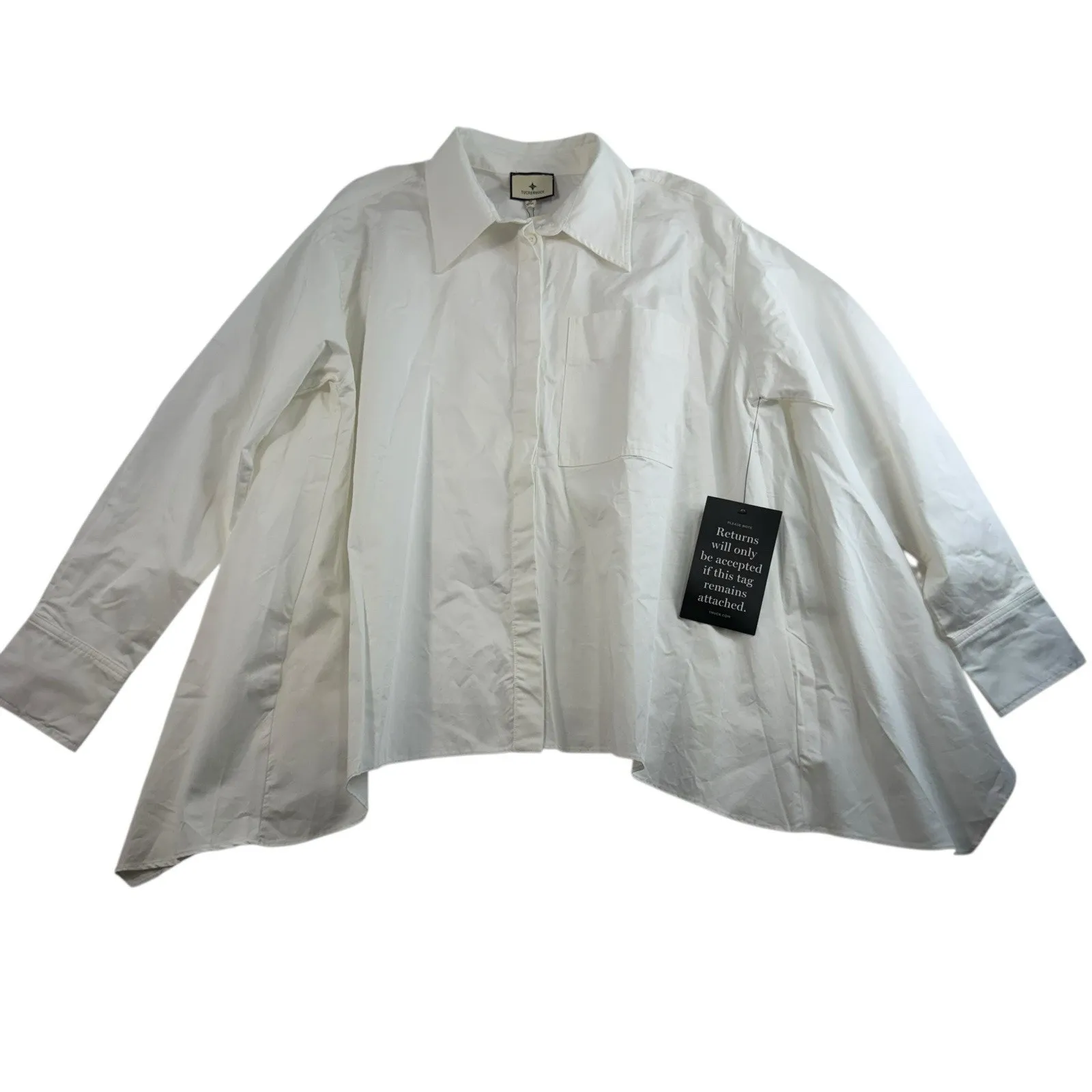 TUCKERNUCK Sz M White Cotton Cape Button Down Shirt Crisp Timeless Capsule Top - Image 3
