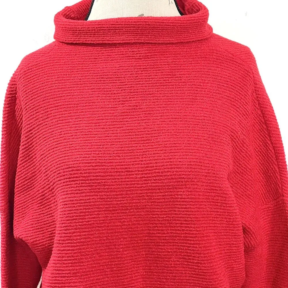 RDI Womens Sweater Red Size Large Christmas Holiday Mocked Ribbed Textured Party - Image 5