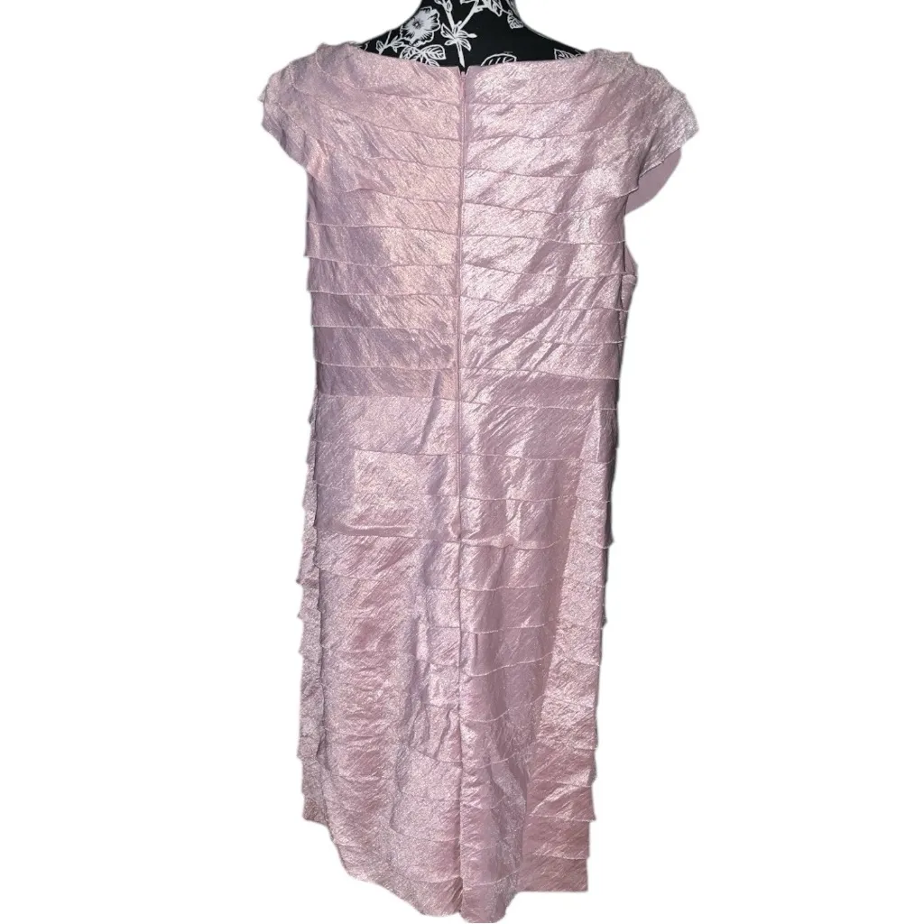 London Times Sleeveless Scoop Neck Ruffle Sheath Dress - Image 3