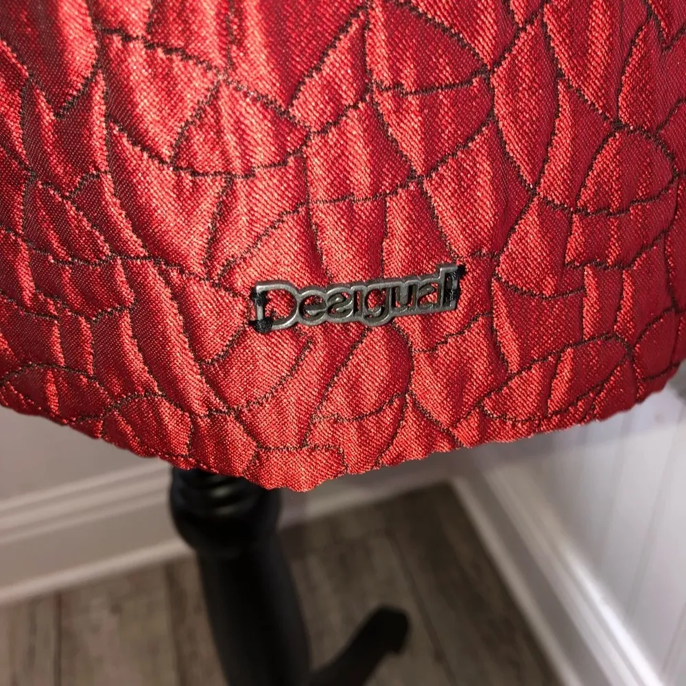 Desigual Sheath Red and Black Dress fitted cute nwt new L large 42 EU goth - Image 4