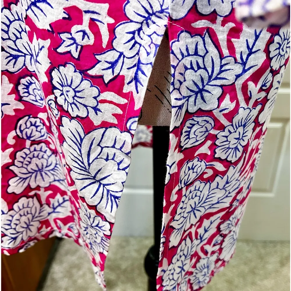 ROBERTA ROLLER RABBIT Embroidered Kurta Freymann Pink/BlueTunic Cover Up Sz XS - Image 5