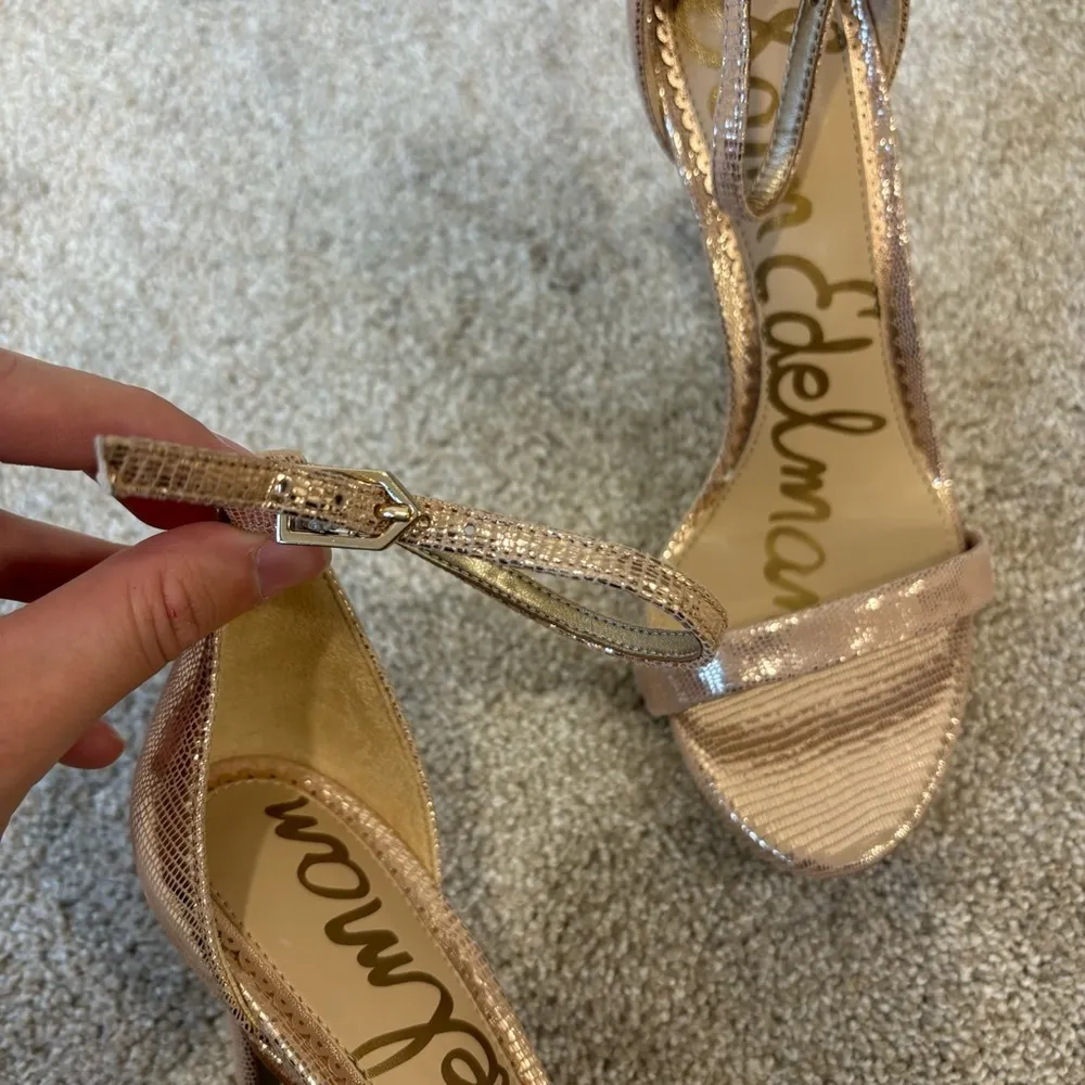 Sam Edelman Arielle Pink Sparkly Strappy Heel Pump Sexy Formal Dressy Metallic - Image 3