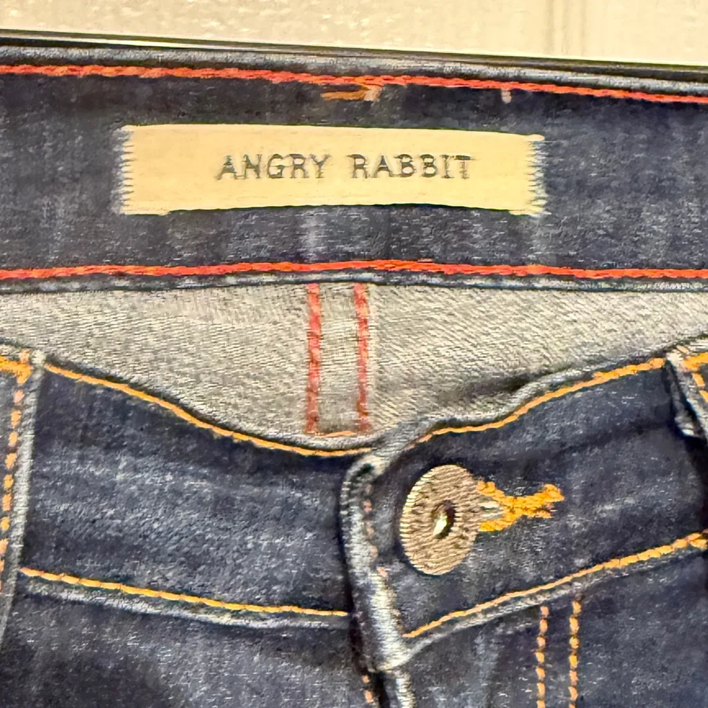ANGRY RABBIT Women's Dark Wash High Rise Raw Hem Skinny Jeans Size 25 - Image 4