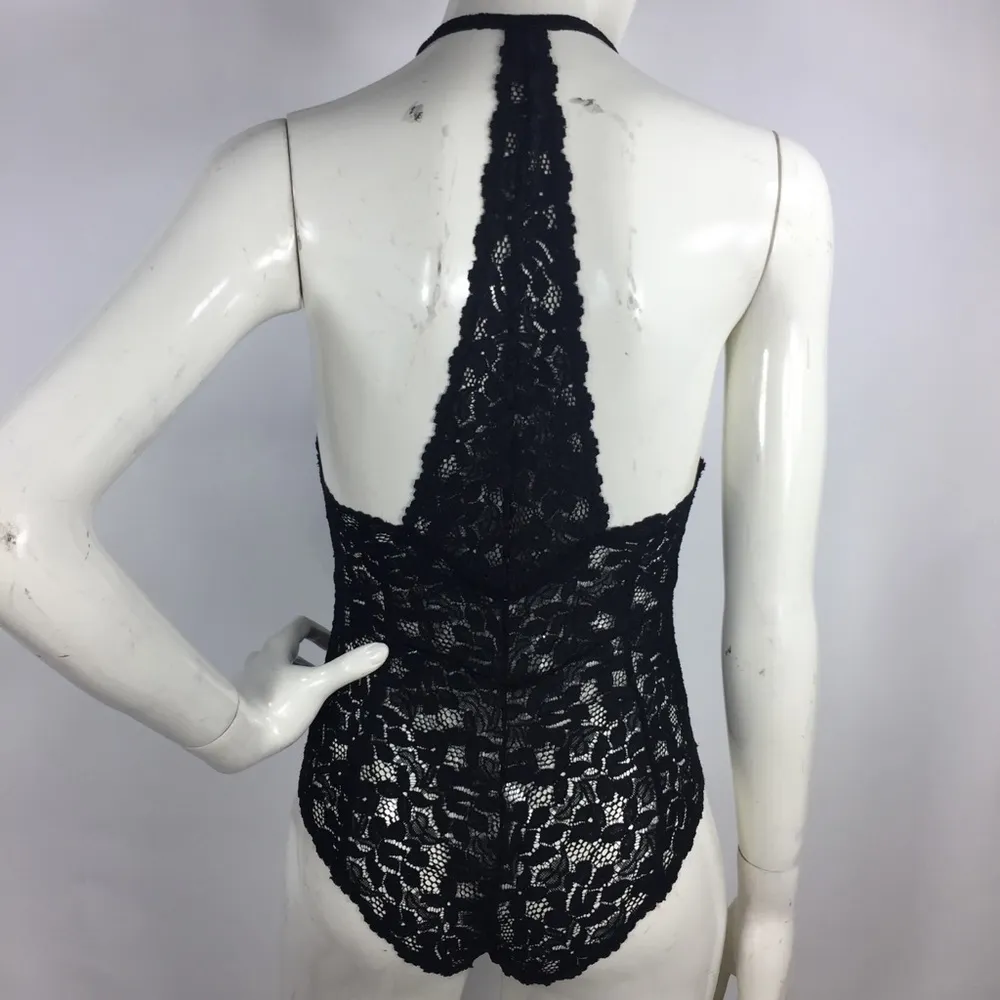 Free People Lace Bodysuit Halter Snap On - Image 3