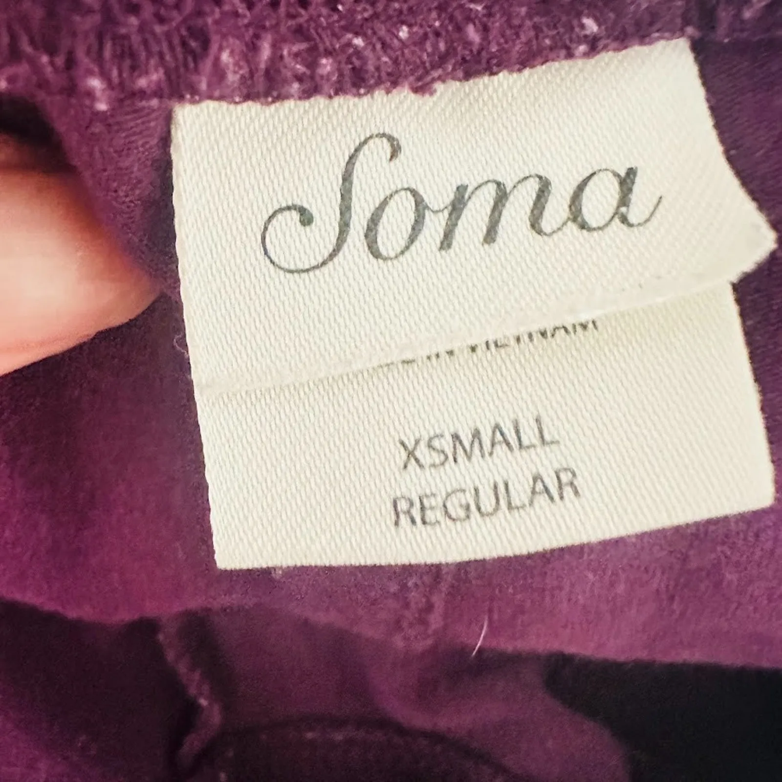 Soma Pajama Pants Size XS Ribbon Drawstring Lounge Purple Wine Champagne Fun - Image 4