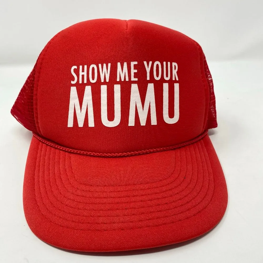 SMYM  Red Mesh Trucker Cap Spellout Snapback One Size OS - Image 3