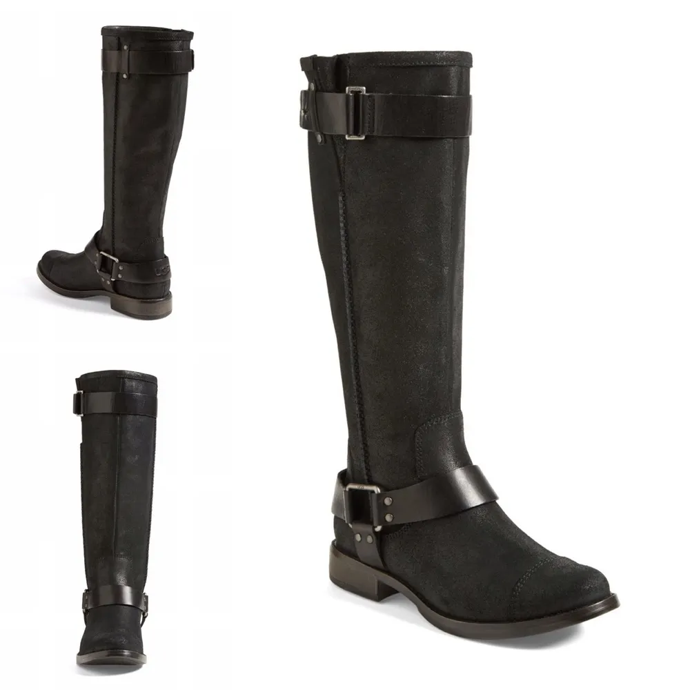 “Dree” Black Harness Moto Riding Boots Size 7 - Image 3