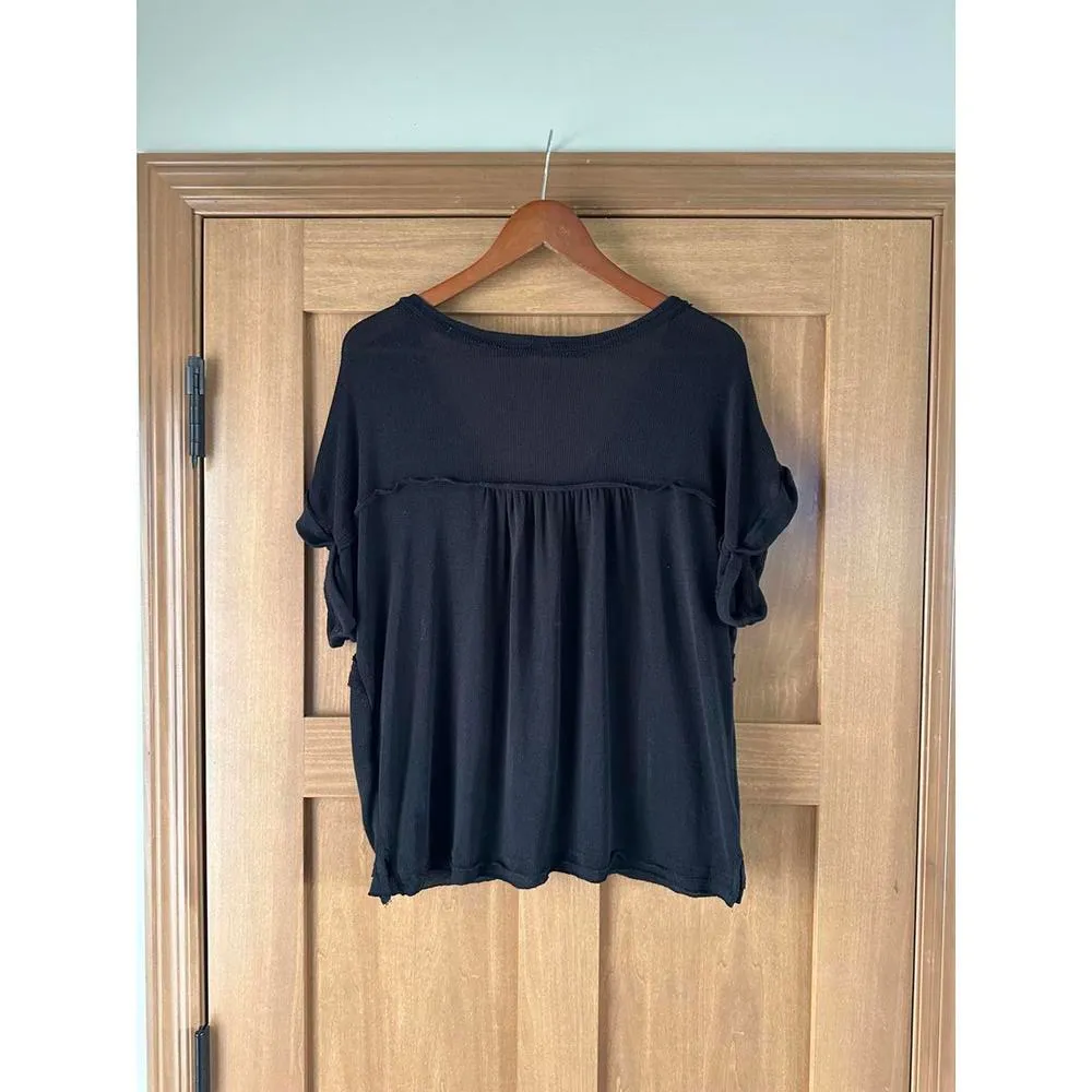 POL V-Neck Short Sleeve Knit Sweater Shirt Black Women’s size Small​ - Image 7