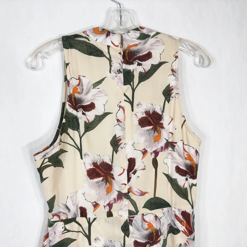 Entro‎ Large Jumpsuit Dress Romper Floral Choker V Neck Sleeveless Lined 135 - Image 6