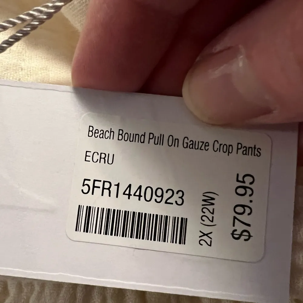 Soft Surroundings BEACH BOUND PULL ON GAUZE Cropped Pants Ecru NWT Size 2X - Image 11