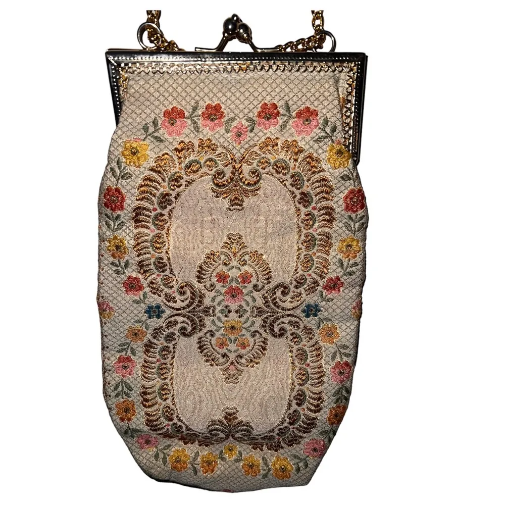 Vtg. Italian Mister Simon🦎Tapestry Purse Embroidered Evening Bag🌵 Gold - Image 3