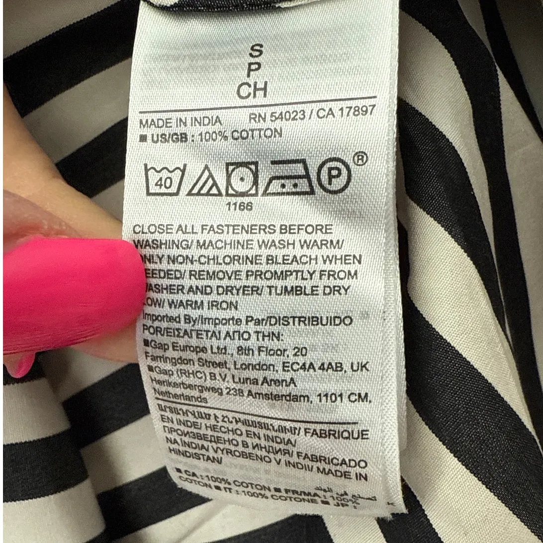 Banana Republic Poplin Lantern Sleeve Mini Swing Dress Black Stripe Size Small - Image 10