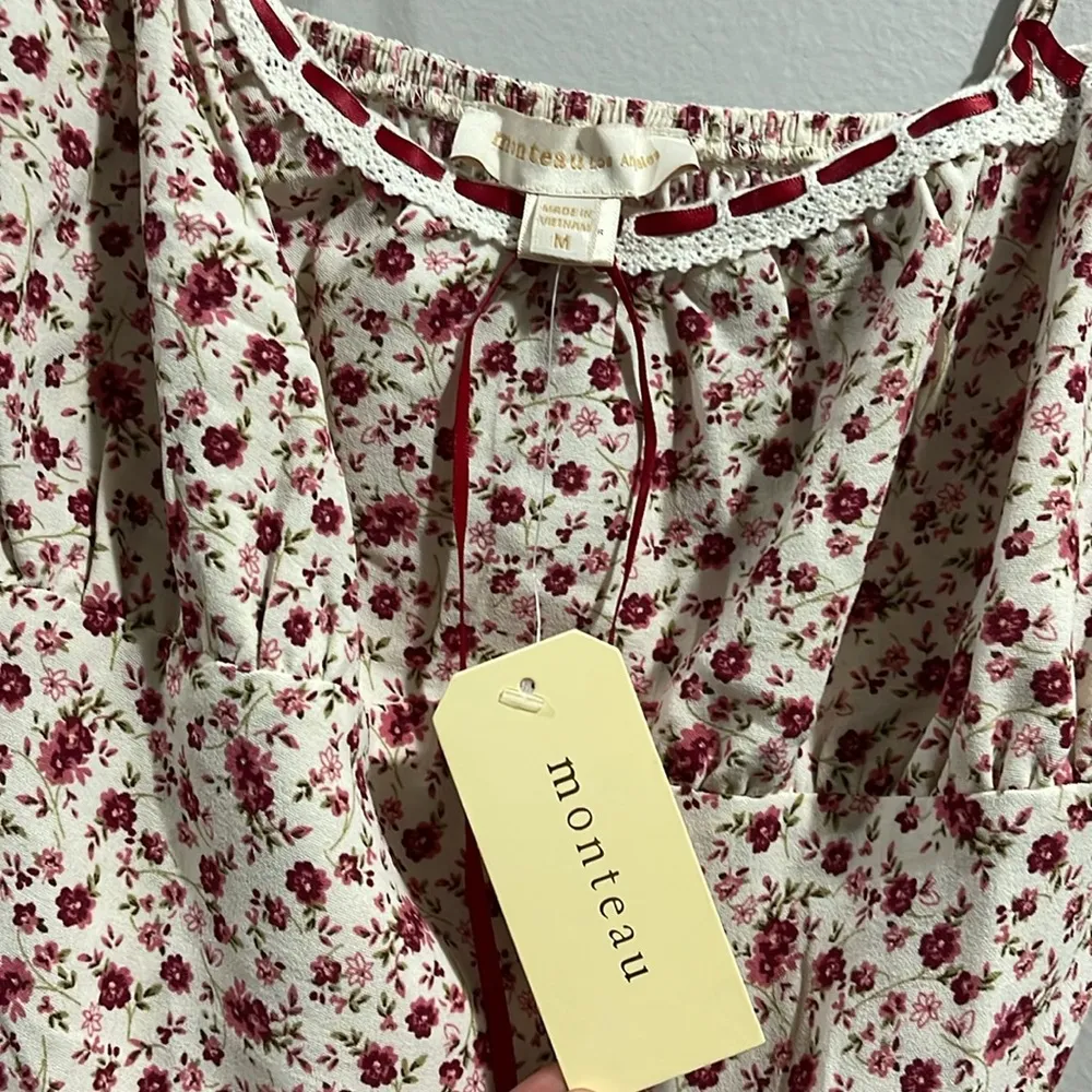 Monteau Floral Spaghetti Adjustable Strap Mini Dress NWT - Image 4