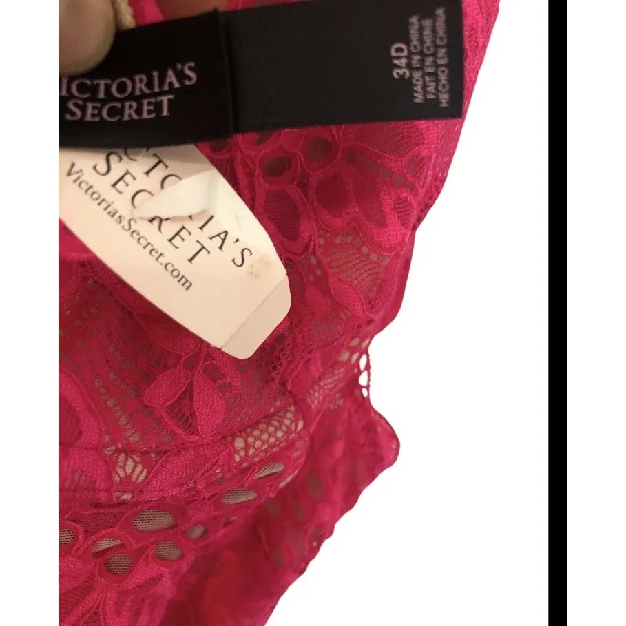 Women's Victoria's Secret One Piece Lingerie Pink Lace New With Tags Size 34‎ D - Image 3