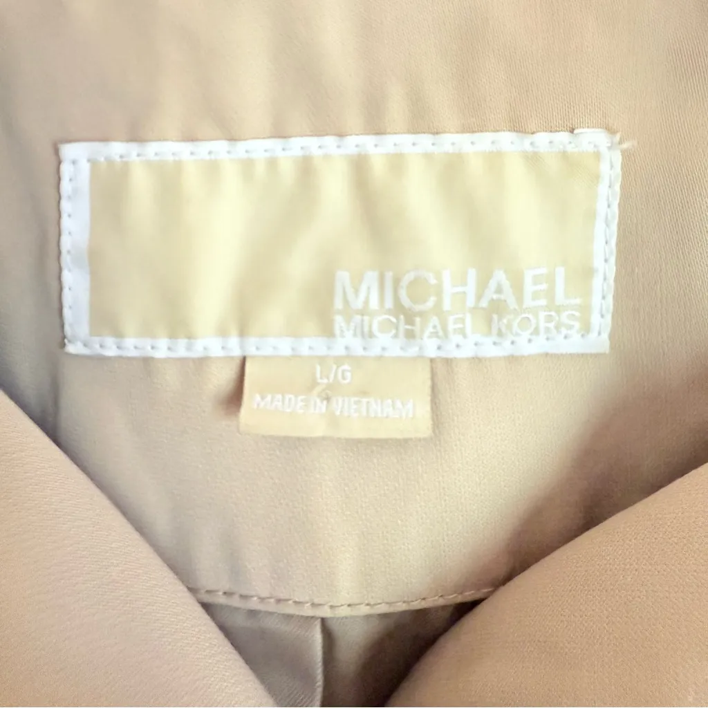 Michael Kors  Single Breasted Beige Trench Coat Rain Coat Removable Hood Large - Image 3