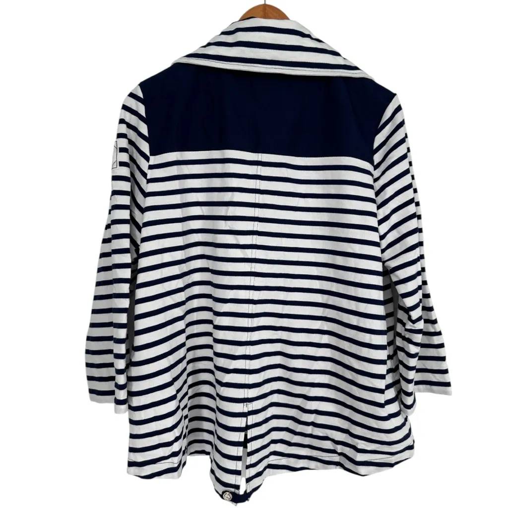 Lauren Ralph Lauren Active Navy White Striped Zip Front Jacket size Medium NWT - Image 10