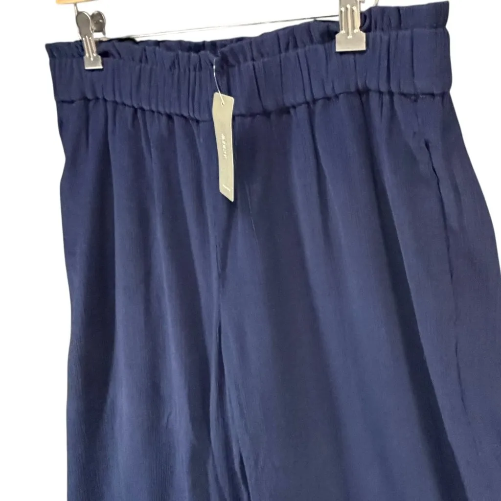 J Crew Point Sur Pants Womens M Navy Blue Paperbag Wide Leg Cropped Relaxed - Image 2