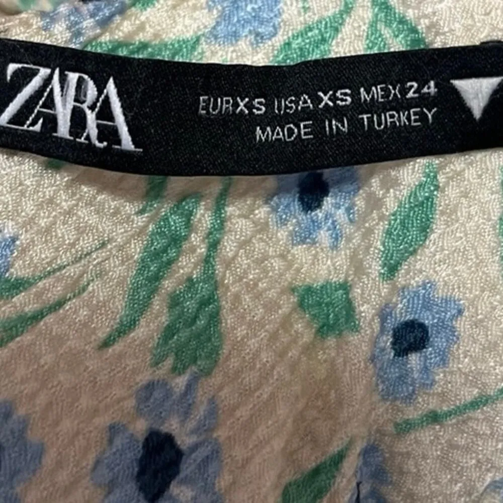 Zara Yellow Blue Floral Silk Satin Cowl Sleeveless Camisole  Mini Dress Size XS - Image 6