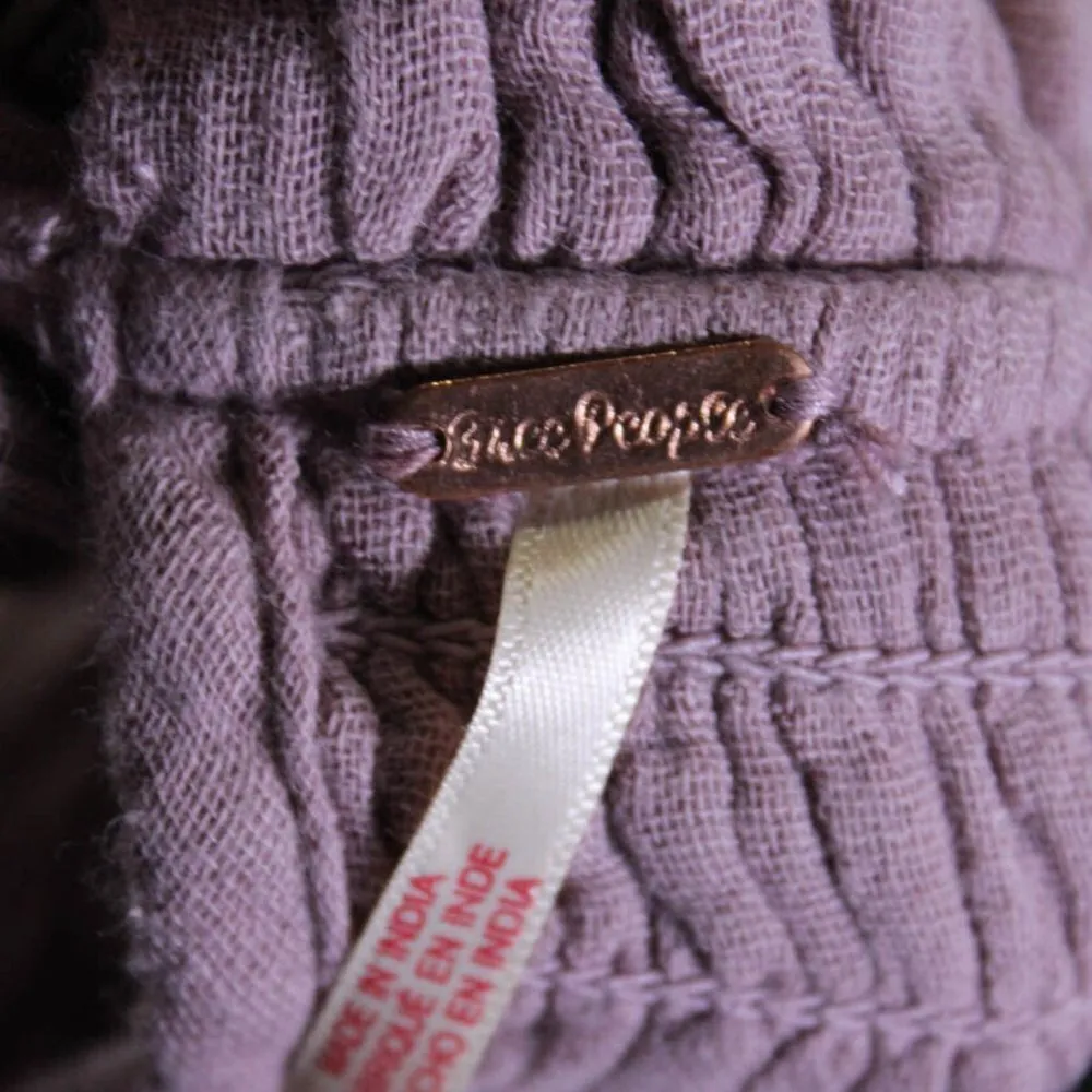 short sleeve crew neck gauze smocked shirt Mauve size XS top - Image 4