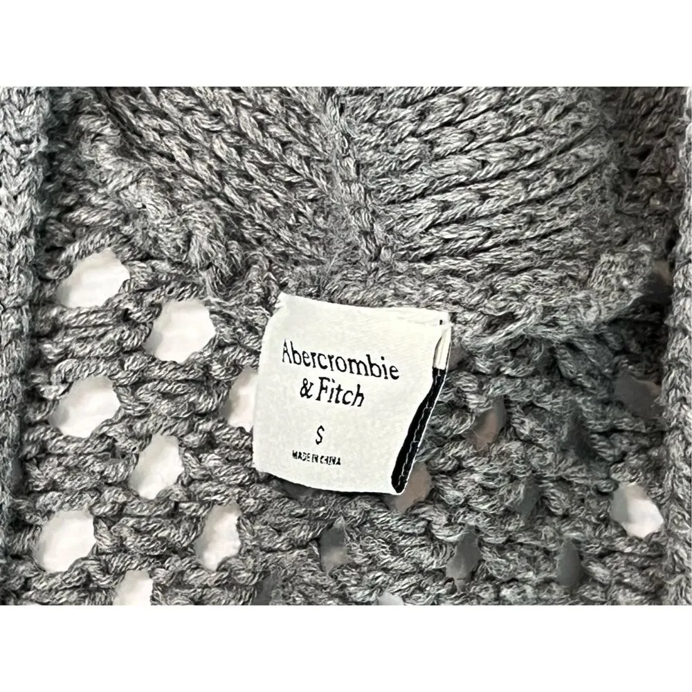 Abercrombie & Fitch Basket Weave Cotton Open Cardigan Sweater‎ SMALL Gray Shrug - Image 4