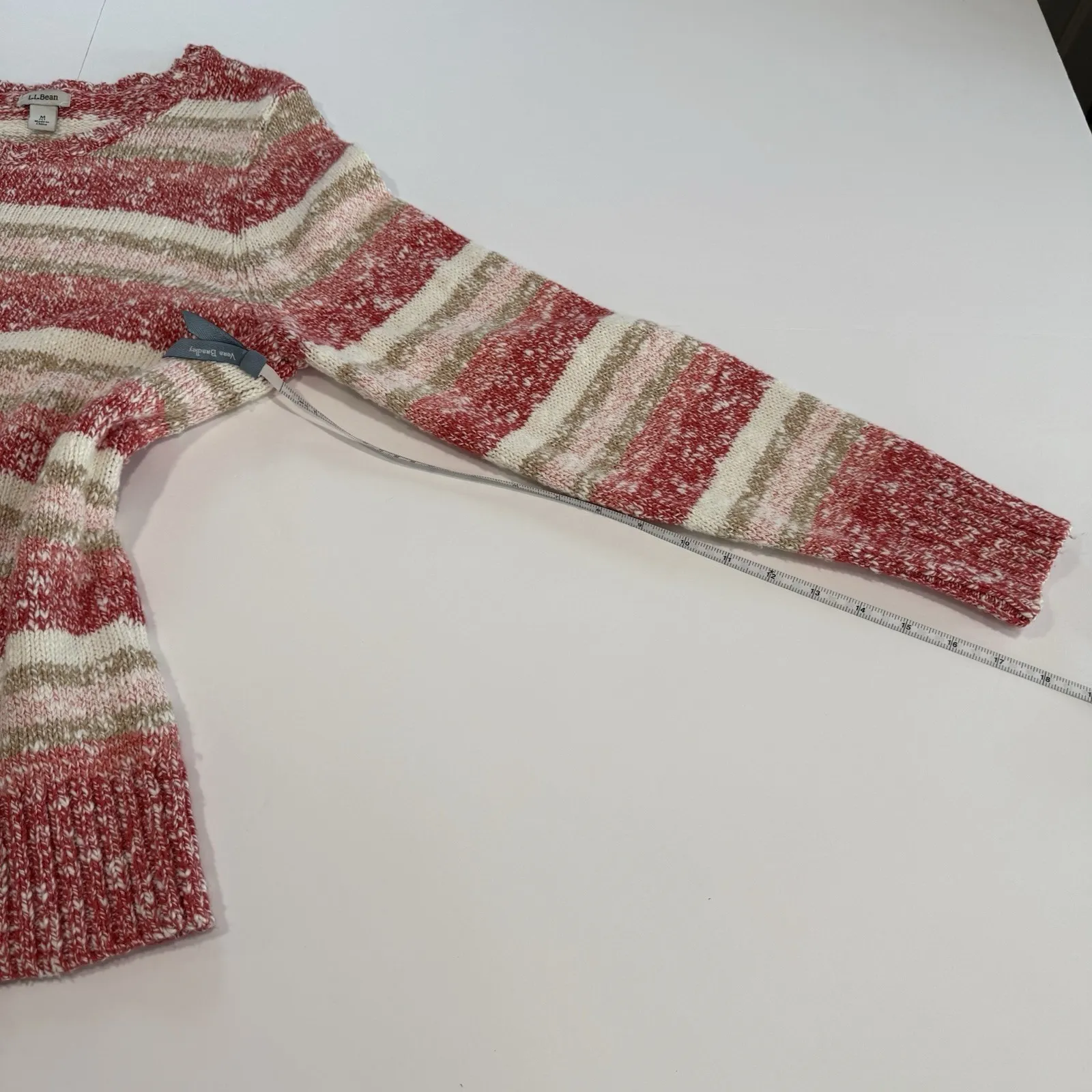 LL‎ Bean Red Striped Cotton Ragg Sweater Crewneck Pullover MEDIUM PETITE Size undefined - Image 8