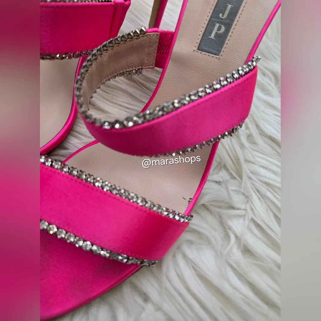 SJP by Sarah Jessica Parker Blossom Rhinestone Heel Sandals Pink Satin Size 8 - Image 6