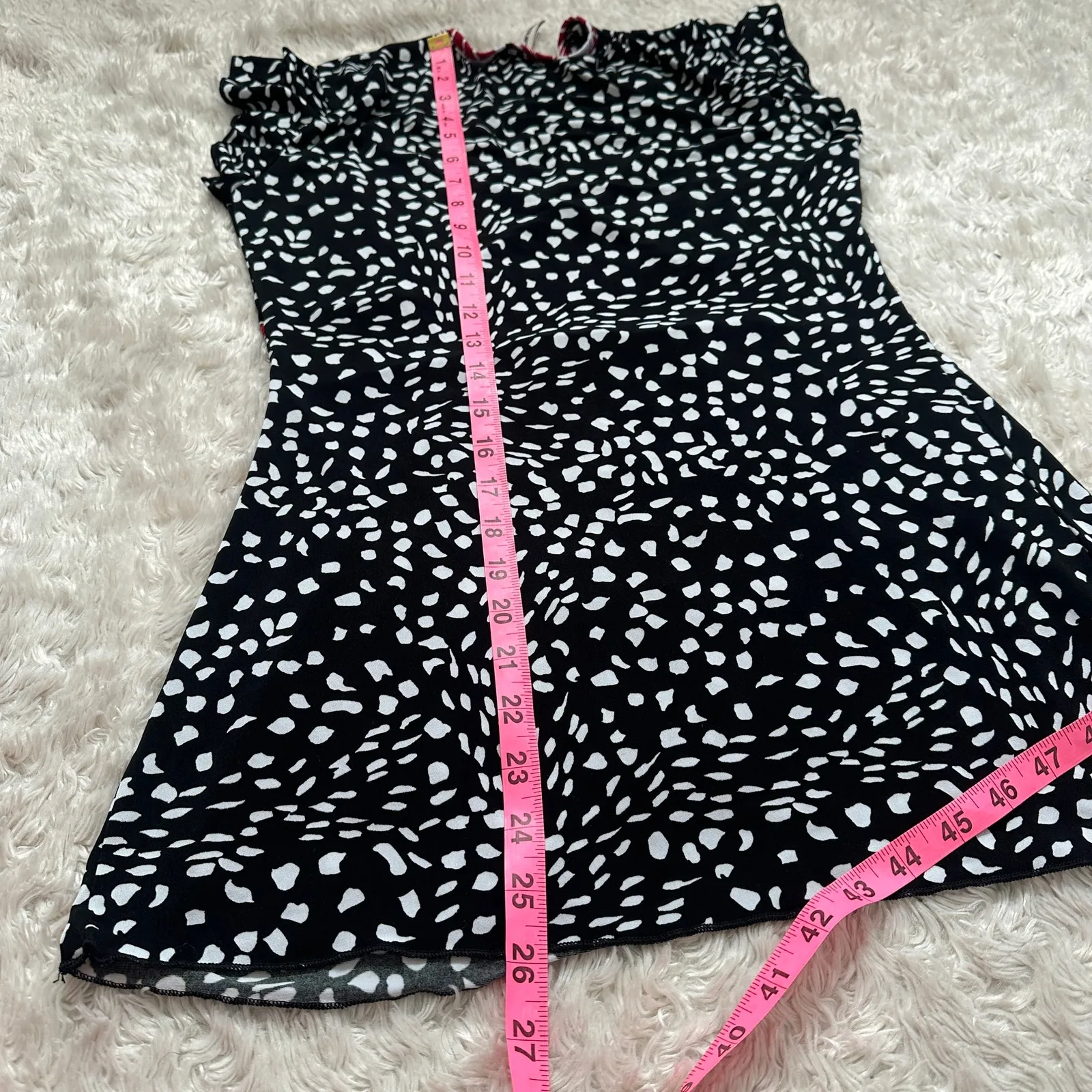 Vtg S Made in USA Black Red Floral Babydoll Tunic Blouse Y2K 90s Fairy Grunge - Image 6