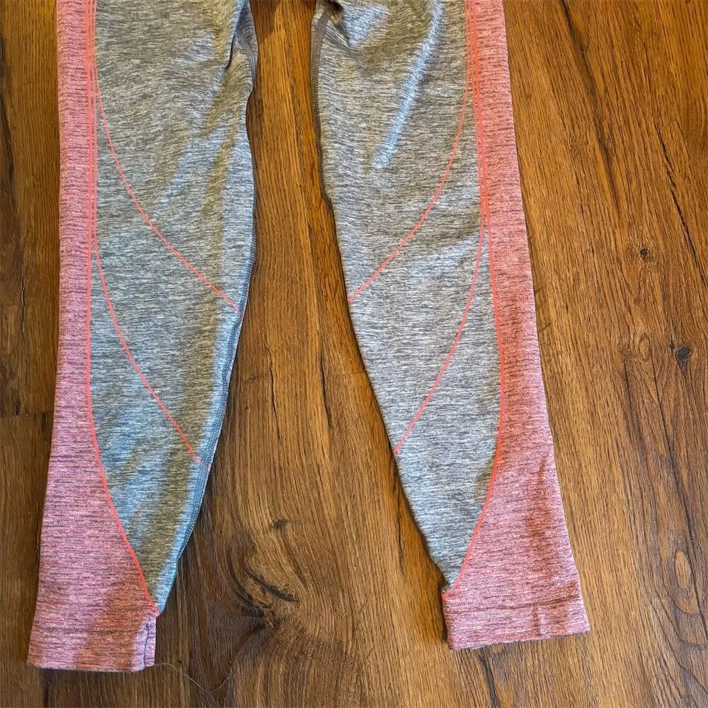 Gymshark Women's M Gray Leggings High-Rise Seamless Pink Detail - Image 9