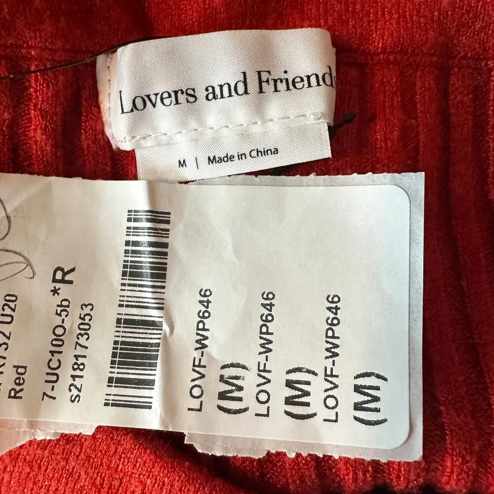 Lovers + Friends Red Ribbed Knit Wide Leg Pants MEDIUM Inca Resort Coverup NEW - Image 8