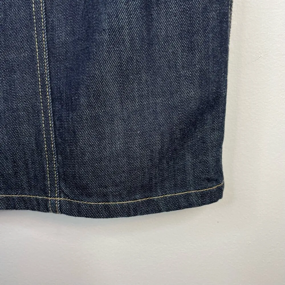 Vintage Y2K  Dark Wash Utility Denim Jean Skirt Classic Knee Length womens 12 - Image 8