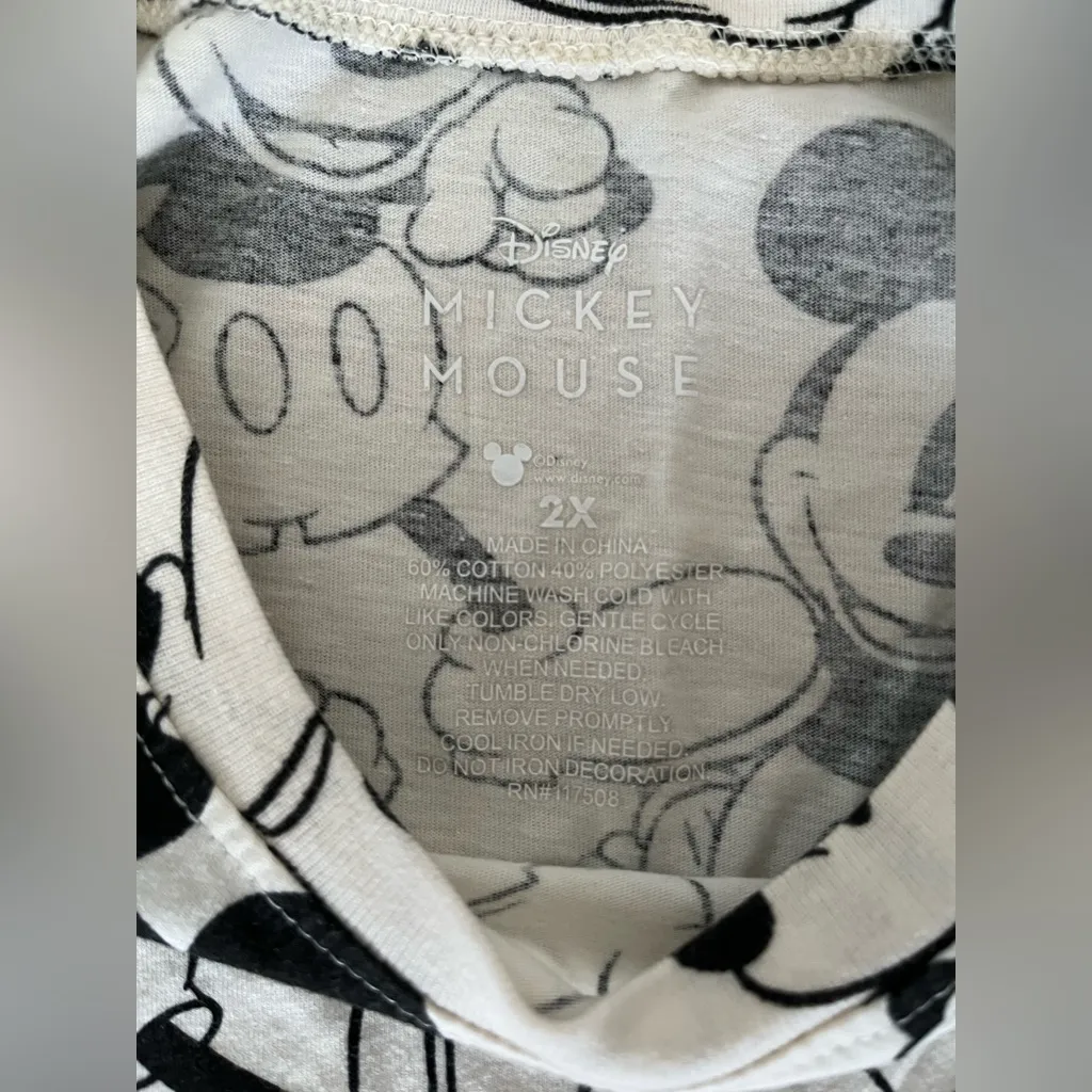 Disney  Black and White Mickey Mouse Short Sleeve Tee‎ - Image 2