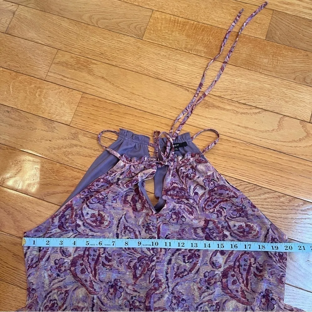 Anthropologie Drew Floral Halter Tiered Mini Dress Pink-Purple Sz M - Image 7