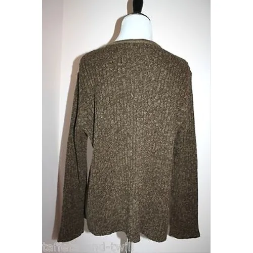 Xmas Sweater Top Women L 12 14 Santa Claus Beaded Sequin 3D Ugly Holiday Teacher Brown Size L - Image 10