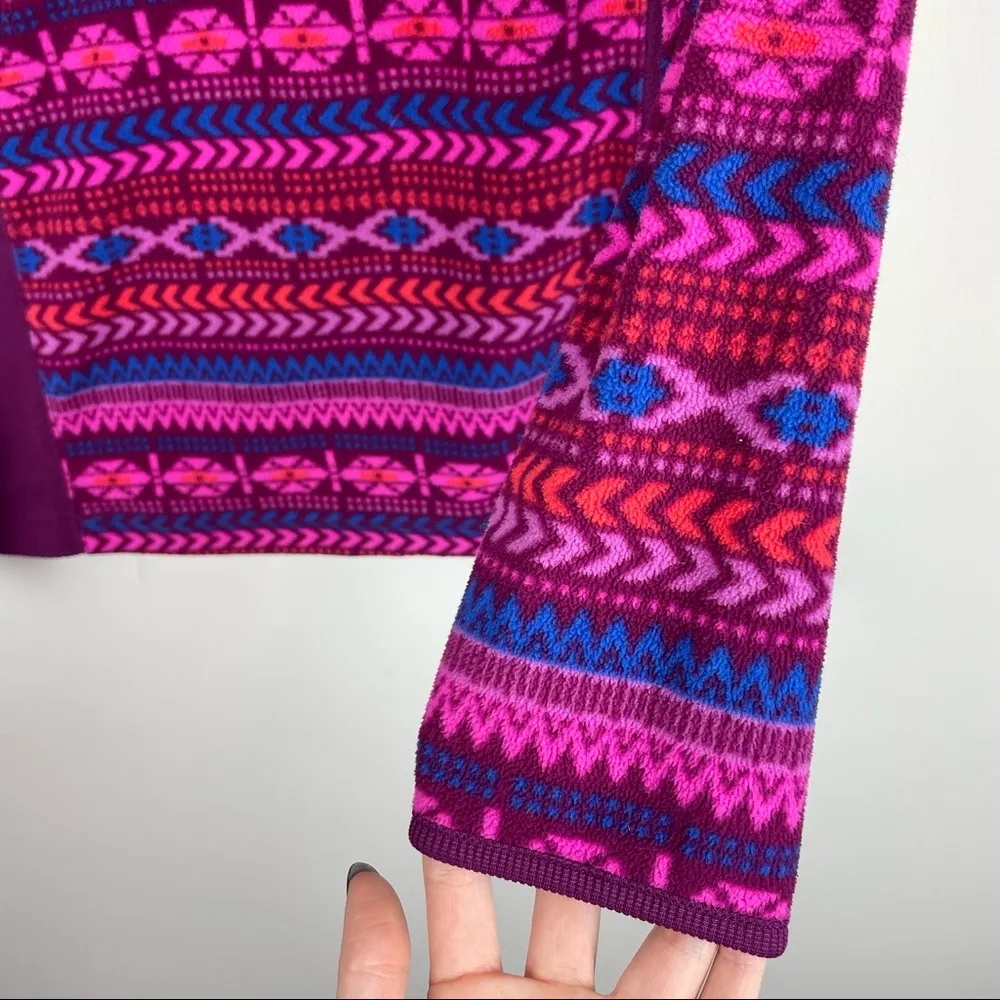 Columbia Sz Small Pink Purple Fleece Aztec Print Quarter Zip Top Pullover - Image 6