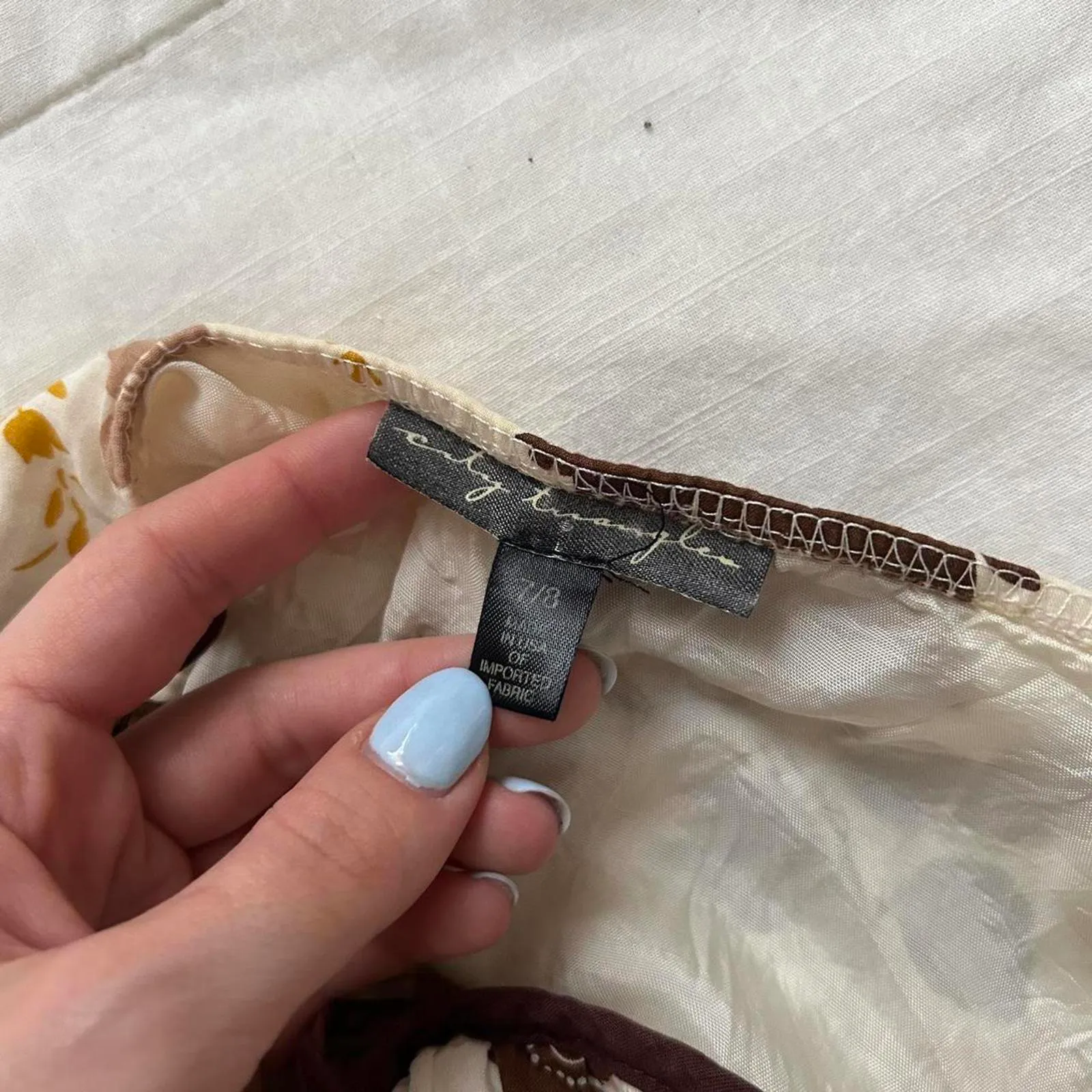 Y2K paper tags vintage City Triangles Yellow brown white floral dress polka dots - Image 2