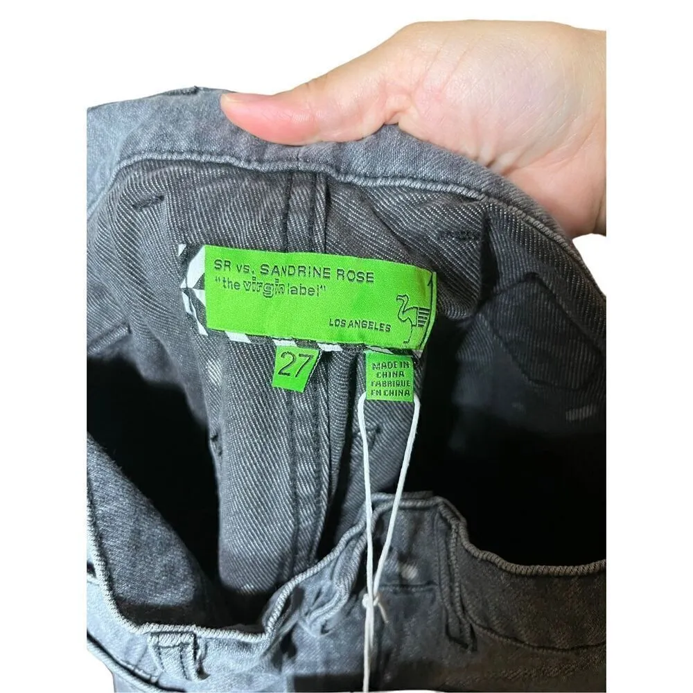 Sandrine Rose Womens Polka Dot Gray Wide Leg Button Fly Buckle Back NWT Size 27 - Image 10