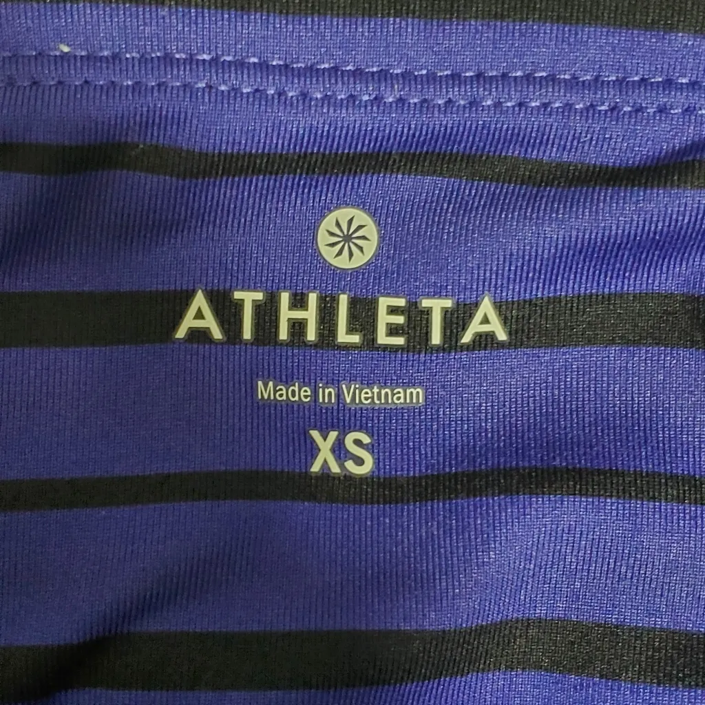 Athleta Relay Black Purple Stripe Legging Pants Mesh Reflective. Size XS‎ - Image 5
