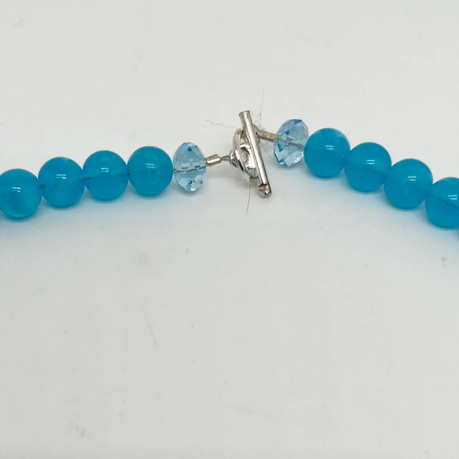 Handmade Blue Beaded Statement Necklace Hand Crafted Artisan - Image 2