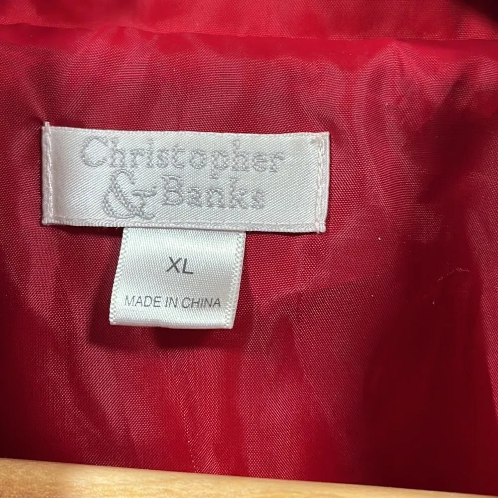 Christopher & Banks ruby red sparkly zip up blazer jacket - Image 2