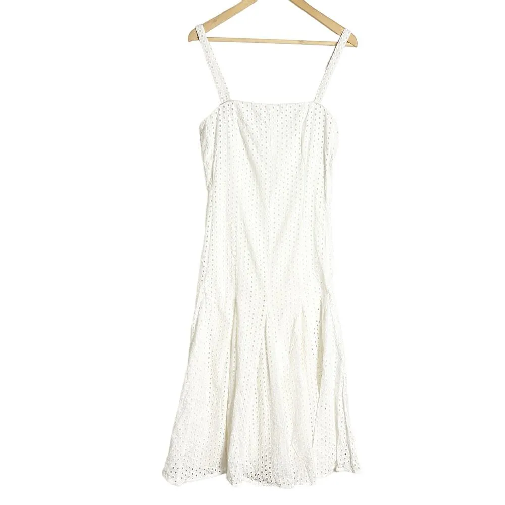 Maeve by Anthropologie Lelia White Eyelet Sleeveless Midi Dress Size 12 - Image 4