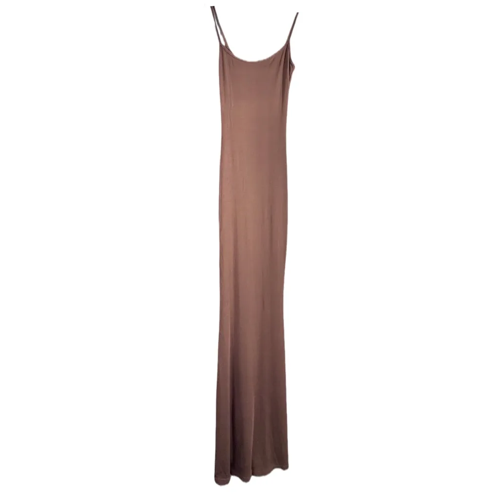 NWT REORIA Ribbed Bodycon Maxi Dress Brown Sleeveless Lounge Slip Dress XS - Image 5