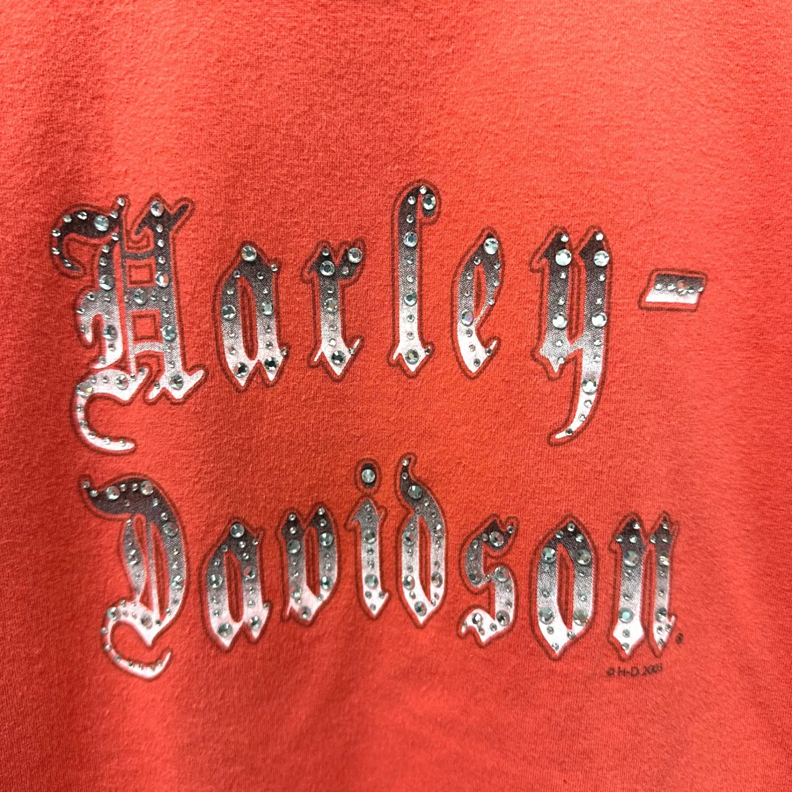 Vintage Harley Davidson‎ Rhinestone Logo Graphic Tee Orange Size L Size L - Image 2