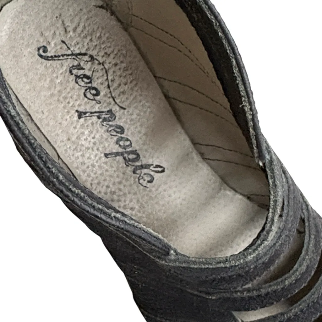 Free People Leather Emma Cut-Out Booties Black Size - Image 5