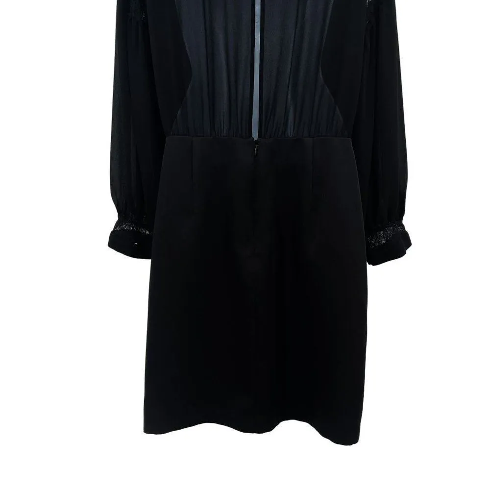NEW REISS Lia Blouson Lace Inset Long Sleeve Balloon Sleeve Solid Black Size 8 - Image 11