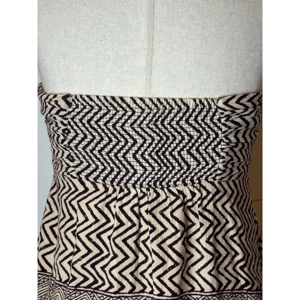 Anthropologie Edme & Esyllte‎ Dress Women 0 Ivory Brown Strapless Hypnotic Maxi - Image 10