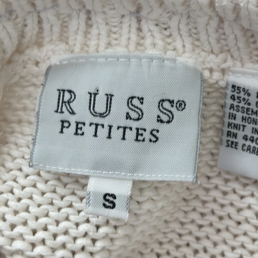 Vintage Russ Petites Cream Floral Embroidered Knit Pullover Collared Sweater Size undefined - Image 4
