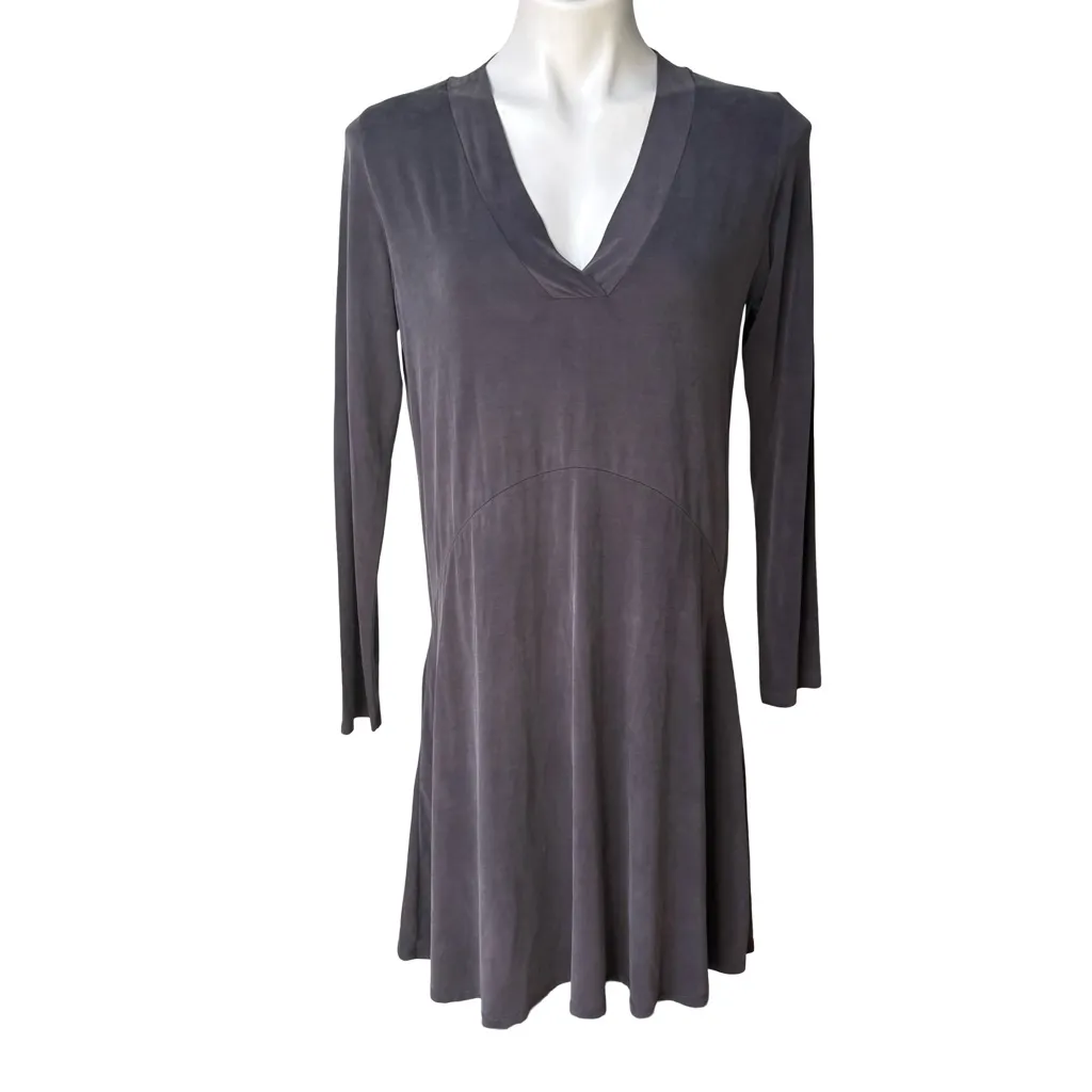 Dolan Left Coast (Anthropologie) Gray Cupro Blend Long Sleeve Swing Dress, Sz S - Image 3