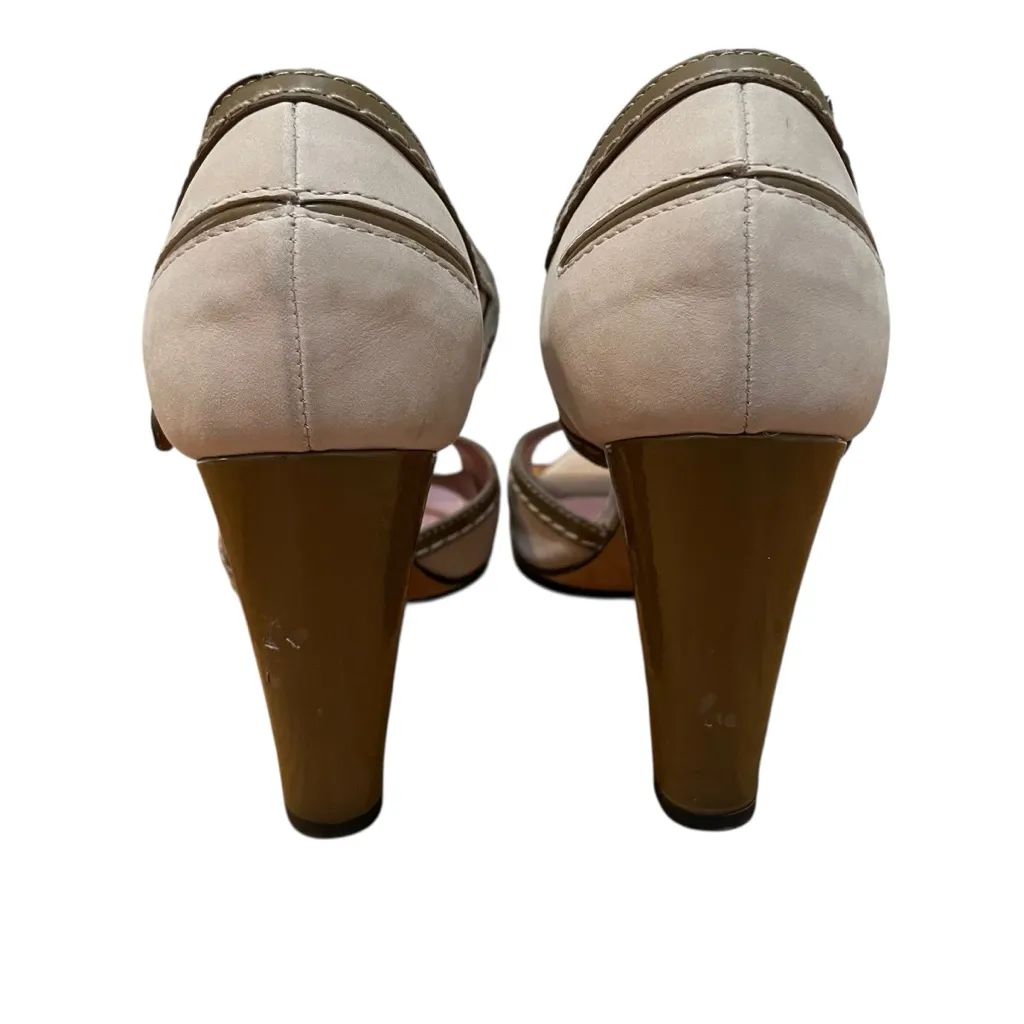 Derek Lam Two-Tone Peep Toe Block Heel Sandals Beige Brown Women’s Size 9 - Image 4